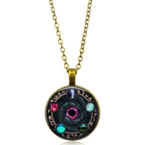 Arrival Wiccan Pendant Necklace Constellations Of The Zodiac Wicca Pagan Jewelry Glass Cabochon Pentagram Magic Array Jewelry