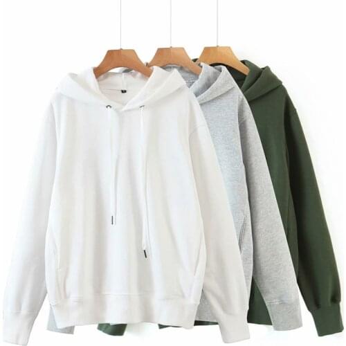 PUWD Casual Woman Oversized Basic Cotton Hoodies Autumn Winter Fashion Ladies Soft Thick Pullover Girls Loose Spotrs Sweatshirt
