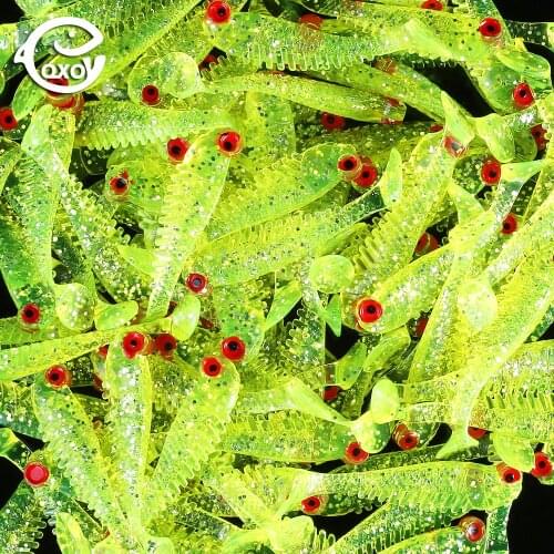 QXO 60pcs/Lot 5cm 1.3g Fish Silicone Worm Soft Lures Fake Bait Sea Fishing Swimbait Surface Artificial Spinnerbait