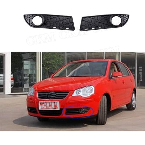 Front Fog Light Vent Grille Hood Foglamp Honeycomb Grill Frame Mesh for VW Polo MK4 9N3 2005 - 2009 Facelift Replacement Style