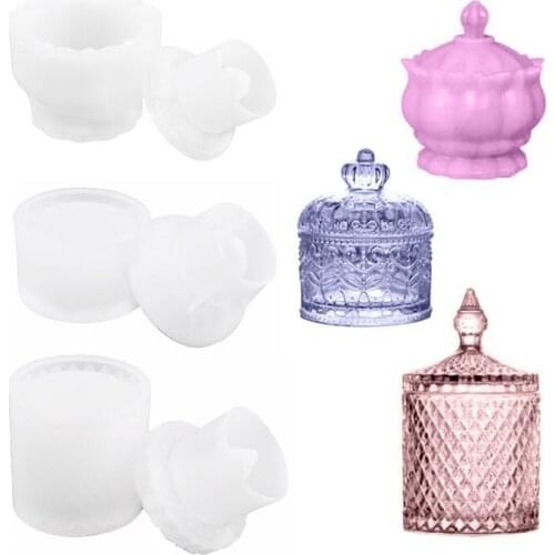 European Style Candy Storage Jar Silicone Mold Crystal Epoxy Resin Mold Makeup Storage Bucket Pen Holder Mold