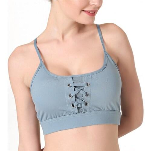 Sports Bras Women Lace Up Crop Tops Underwear Shockproof Breathable Gym Fitness Athletic Running Yoga Sport Tops