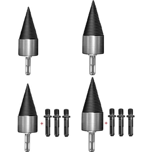 32/42mm Firewood Splitter Machine Drill Wood Cone Square Handle Four Pit FireWood Cone Split Drilling Tools