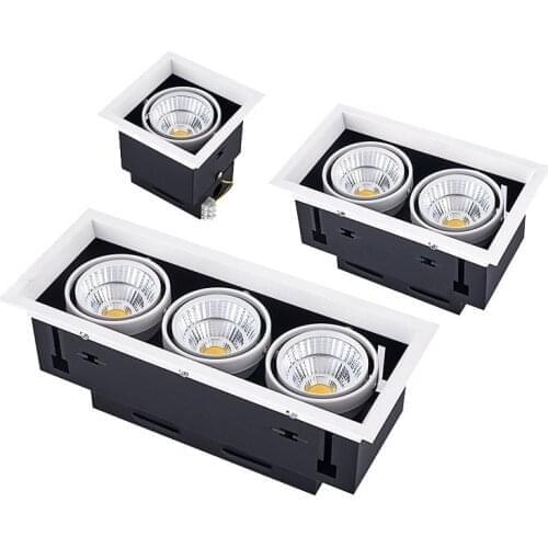 Grille Lamps 10W 20W 30W LED COB Spot Led Downlight Dimmable AC85-265V Warm/ Natural/Cold White Recessed LED ceiling Lamp