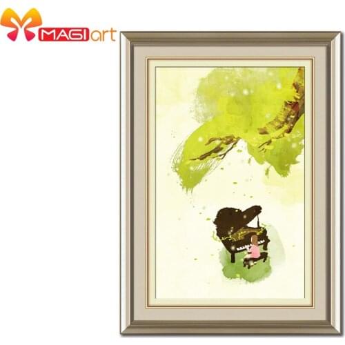 Cross stitch kits Embroidery needlework sets 11CT water soluble canvas patterns 14CT Under the tree-NCMP033