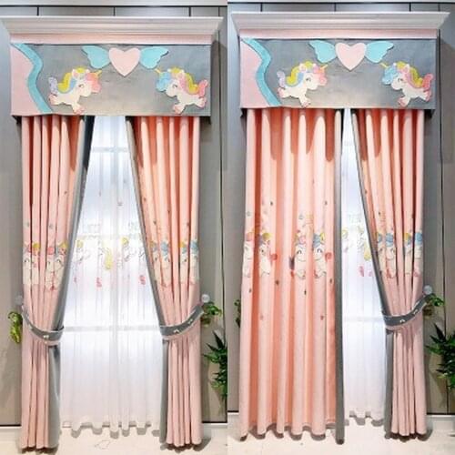 3D Cartoon Curtains for Living Room Bedroom Velvet Embroidery Childrens Room Curtain Girl Room Finished Product Customization