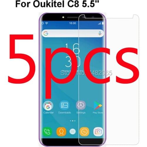 5PCS Front Saver Tempered Glass for Oukitel C8 Screen Protector Protective Film Screen Protector for Oukitel C 8 Glass Guard