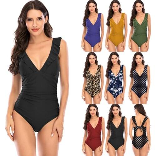 Women Swimsuit Swimwear Bikinis Bikini Set One-Piece Bodysuit Jumsuits Playsuits Sexy String Leopard Print Push Up Cup V Neck
