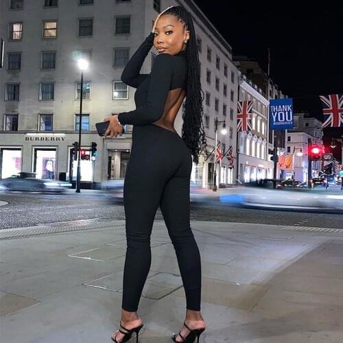 Autumn Skinny Women Backless Women Jumpsuit long sleeve Party Night Romper Women Jumpsuit Overalls For Women