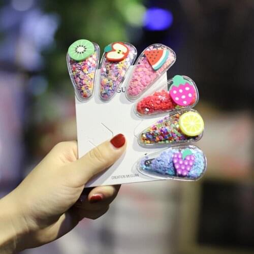 1Pc Baby Girls Fruit Sequin Princess Shiny Colorful Hair Clips Sweet Woman Hair Accessories Headwear Hairpins Barretts