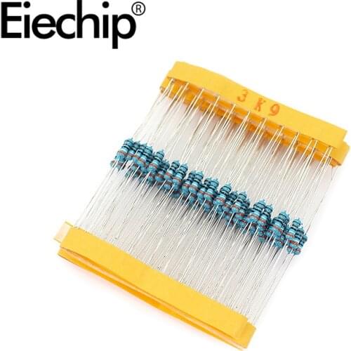 100pcs/lot 1/4W 1% Metal film resistor 0.25W resistance 3.9K ohm Throught Hole