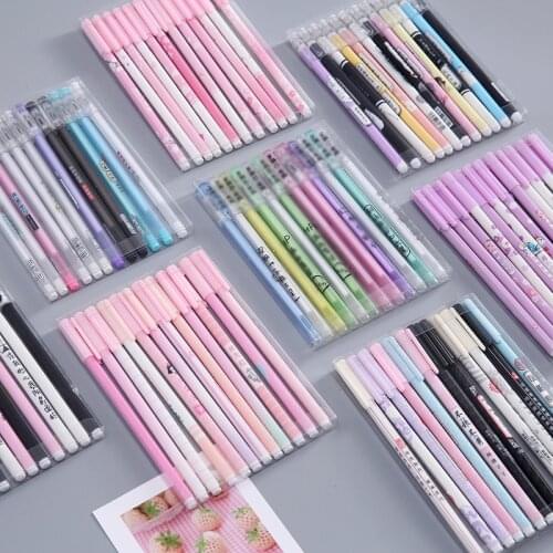 12Pcs/Set Kawaii Pen natural Cute Gel Pen 0.5mm BlackInk Pen For Kids Gifts School Office Stationery Supplies