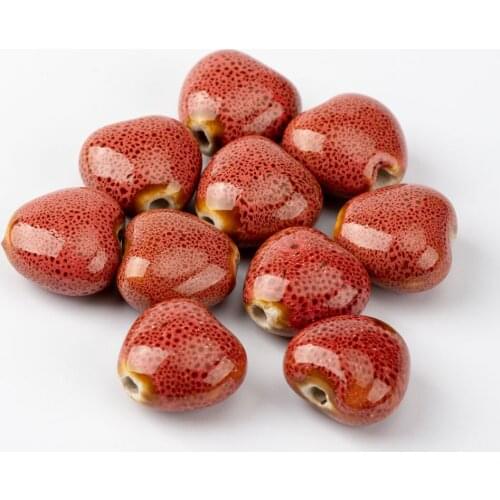 17# 20pcs Heart Shape Sphere Ceramic beads not wooden for necklace making Unique Ceramics Beads Wholesale #A323C