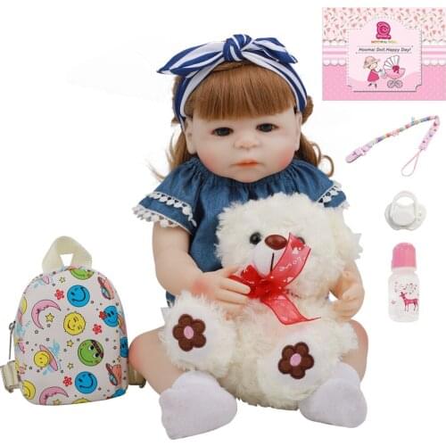 19Inch 48CM New Design Fashion Doll Bebe Reborn Toy Full Vinyl Silicone Baby Doll Fantasy Realistic Baby Bath Toy Kid Play Gift