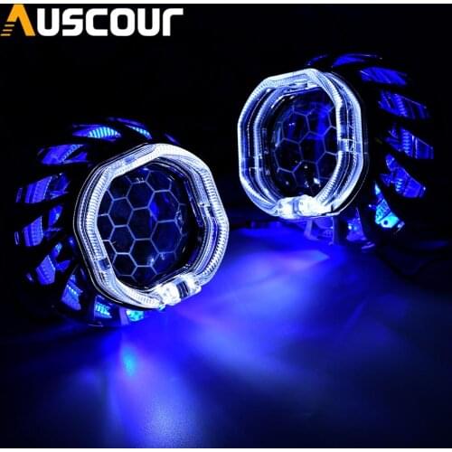 2.5 Honeycomb Headlight Lens Bi-xenon Projector Double LED Halo Lens For H4 H7 Car Lights Accessories Tuning Use H1 HID Bulb