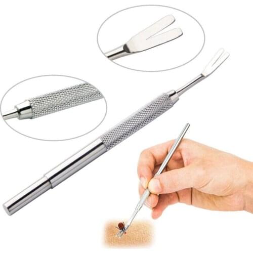 2 in 1 Pet Dog Flea Treatment Tick Removal Hand Tool Set Multi-functional Fork Tweezers Clip Dog Cat Treatment Gadgets