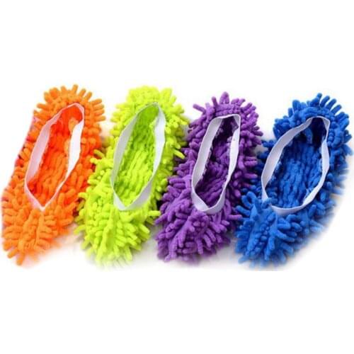 4 Pairs (8 Pieces) Unisex Washable Dust Mop Slippers Shoes Microfiber Cleaning House Mop Slippers Multifultional Floor for K0AB