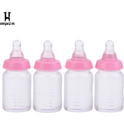4Pcs Mini Milk Bottle 1:12 Dollhouse Miniature Baby Milk Bottle Doll House Decor Mini Milk Bottle