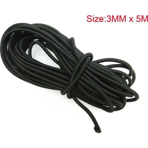 5Meters black Elasticated 3mm Diameter Bungee Shock Cord - Elastic Shockcord Rope