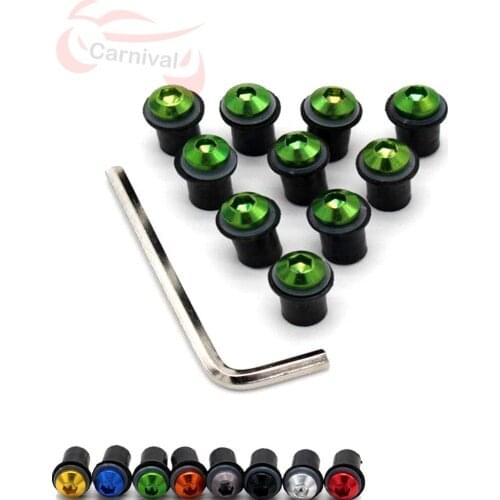 5mm 10Ps Motorcycle Windshield Nut Screw Kit For KAWASAKI KX250F ZX-6R ZX9R ZX-10R VULCAN KX 125/250 ER6F KLX 250