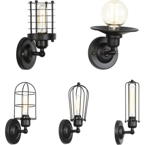 AC 110-220V outdoor indoor Retro iron wall lamp cage Loft Industrial LED Vintage Wall Lamp light With frame Wall Sconce Edison