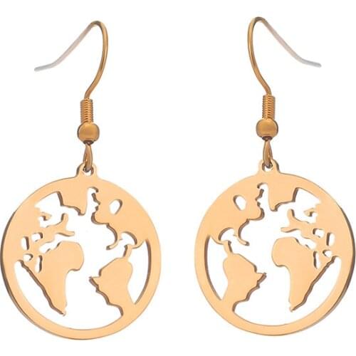 European and American earrings stainless steel accessories hook map earrings