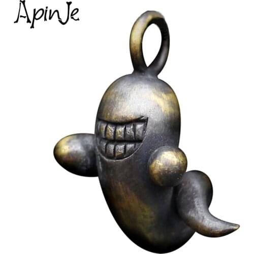 Apinje Brass Pendant Necklace Men Personality Ghost Cartoon Gym Hip Hop Rock Jewelry