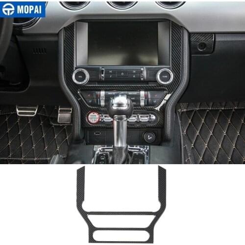 MOPAI Car Dash Board GPS Navigation Panel Decoration Cover Carbon Black ABS Stickers for Ford Mustang 2015-2018 Car Accessories