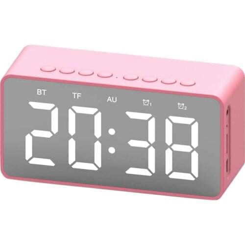Wireless Digital Alarm Clock Bluetooth Speaker LED Desk Mirror Supports TF Card AUX Snooze for Home Bedroom Office