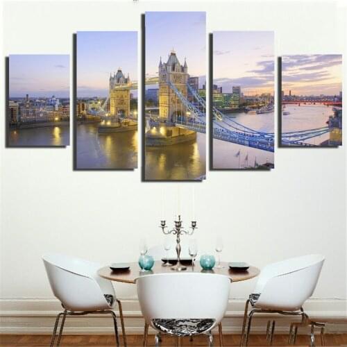 No Frame Mordern Building Canvas Painting Wall Art Nordic Decoration Modern Wall Pictures Home Decoration for Living Room 5Pcs