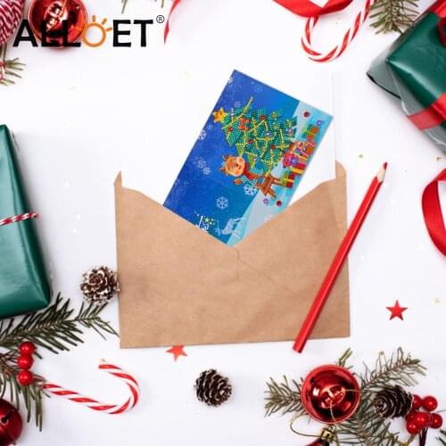 Blessing Christmas Diamond Painting Greeting Cards Special Shape Glitter Kit DIY 5D Mosaic Rhinestone Drawing Greeting Card Gift