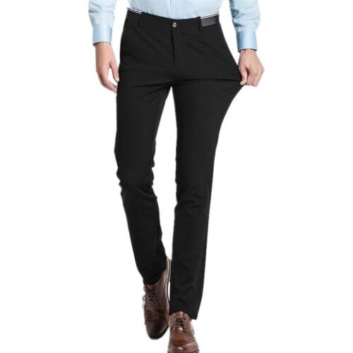 Pure Color Small Stretch Trousers Men Navy Blue Fashion Slim Men Pant Spring / Autumn New Pantalones Hombre