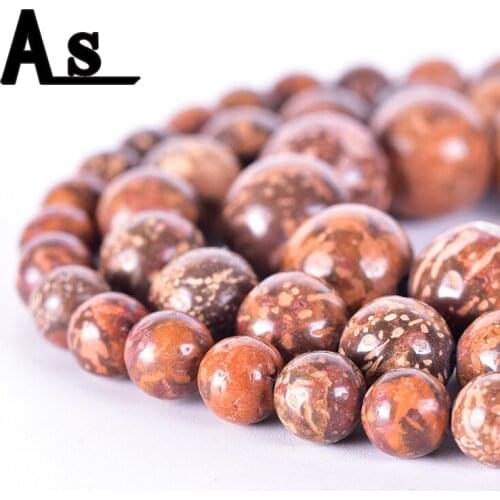Asingeloo Natural Stone Beads Dot Dalmatian Round Stone Beads For Jewelry Making DIY Bracelet And Necklace Strand 15"