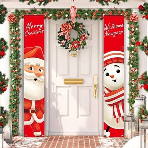 Santa Claus Christmas Door Banner Merry Christmas Decorations For Home 2021 Christmas Ornament Xmas Navidad Gift New Year 2022
