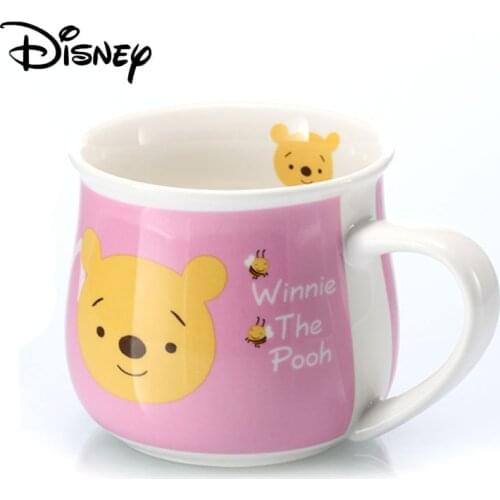 Disney 300ML Q Edition Winnie The Pooh Cartoon Pattern Ceramic Water Cups Cute Child Baby Boy Girl Milk Mug Christmas Gifts Taza