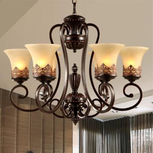 European and American bedroom chandelier rustic iron decorative crystal chandelier retro antique wrought iron chandeliers lamp