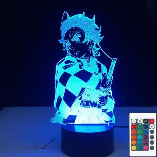 Kimetsu No Yaiba Tanjiro Kamado Figure 3d Night Lamp for Child Bedroom Decor Nightlight Kids Led Night Light Demon Slayer Gift