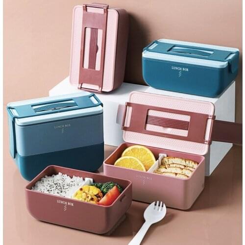 Japanese Style Microwave Bento Box Two Layers Plastic Lunch Box Leak-Proof Bento Lunch Box For Work Student Food Container