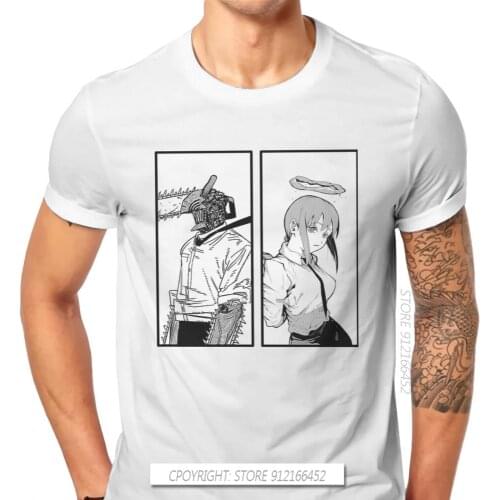 Makima Chainsaw Man Denji Manga T Shirt Vintage Fashion Big Size O-Neck TShirt Top Sell Harajuku Mens Streetwear