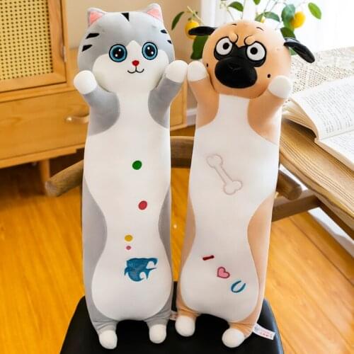 Lovely Stuffed Animal Cat Dog Toys Long Plush Pillows Cushion Home Decor