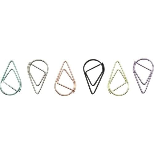 6 colors Mini Raindrop shape Metal Simple Bookmarks Photo Folder Beautiful Bookmarks Paper clip 600pcs/set