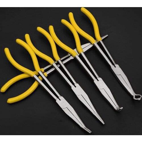 11-Inch Multi-Function Long Reach 25-Degree 90-Degree Bent Nose Plier Duckbill Hose Ring Long Nose Plier Mechanics Hand Tool