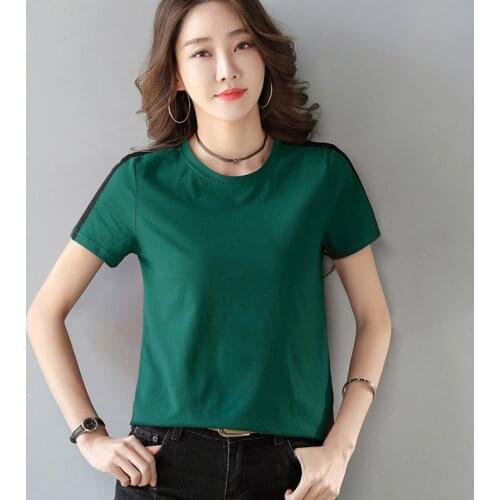 Moda Feminina Verao 2021 New Fashion T Shirt Women Short Sleeve O-Neck Tshirt Female Cotton T-Shirt Womens Tops Korean Clothes