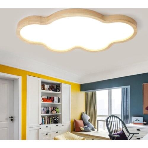 Nordic Japanese Creative Clouds LED Ceiling Lamp Wooden 24W Child Baby Room Lights Ceiling Lamps Bedroom Decoration Lights 220V