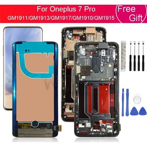 OLED for Oneplus 7 Pro LCD Display Touch Screen Digitizer Assembly with frame For 1+7 Pro LCD Display Screen Replacement 6.67"