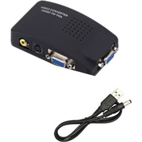 AV to VGA Adapter RCA VGA Converter PC RCA Composite S-Video AV Input to PC VGA LCD Output Converter Switch Box