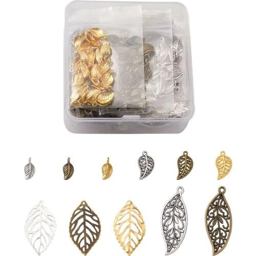 1Box Tibetan Style Alloy Pendants Leaf Shape Pendant for DIY Bracelet Earring Fashion Jewelry making Decor Accessories