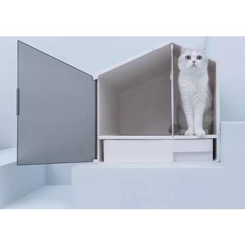 Semi-closed Deodorizing Cat Toilet with Small House Sand Pot pets litter box mascotas cat toilet training kit