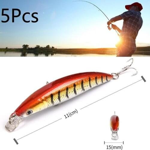 5pcs Fishing Lure 11cm/11g Floating Artificial Hard Bait Bass Wobblers Lures Crankbait Pike Treble Hooks Tackle