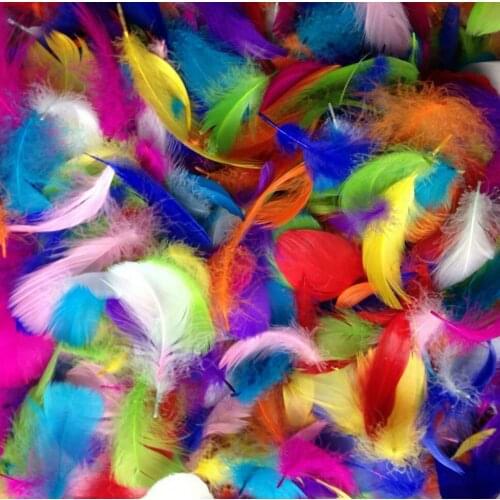 Mix color 100pcs Goose Feathers 8-12cm Goose Feather stage Plumes Feathers Washed Goose Down Fluffy Plume For Wedding 3-4 inch